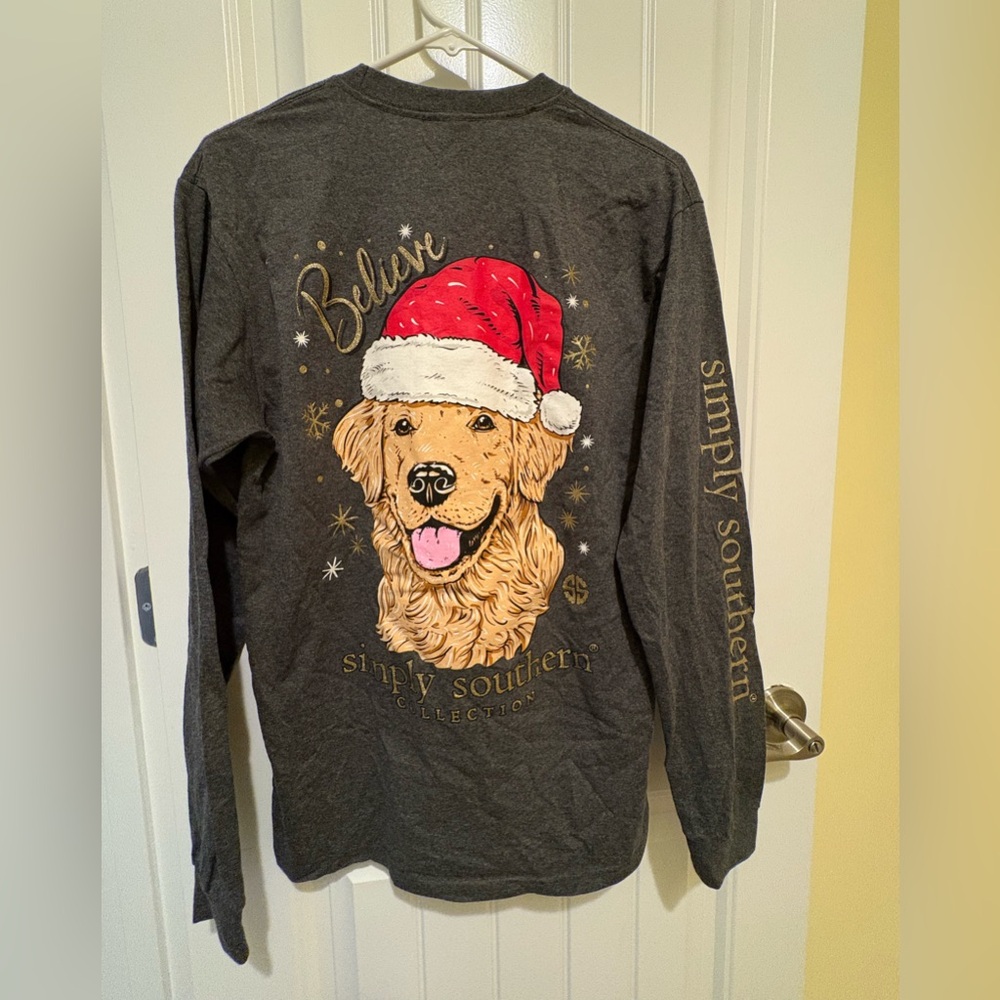 Simply Southern Collection Long Sleeve Christmas Santa Dog